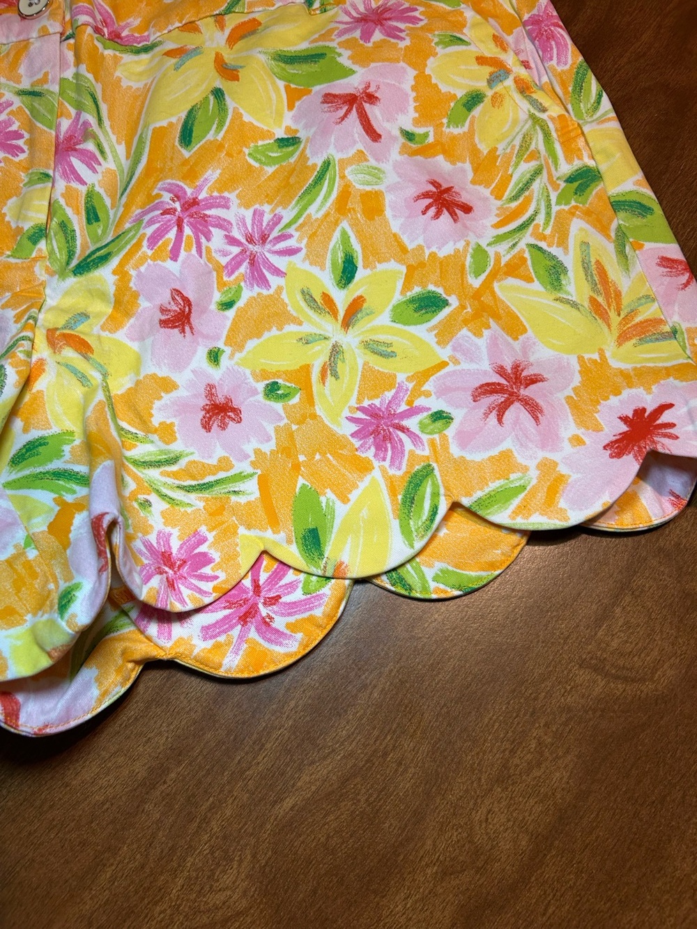 crown & ivy Yellow, Pink & Green Floral Scallop-Hem Skort - Picture 2 of 8